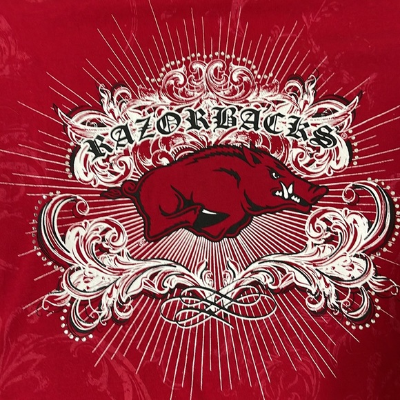 Women’s small Razorback t-shirt. Decorated with rhinestones - Picture 2 of 4